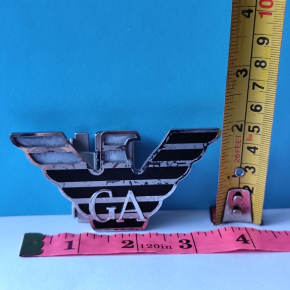 Emporio Armani Black and Silver Logo Belt Buckle - Picture 7 of 8